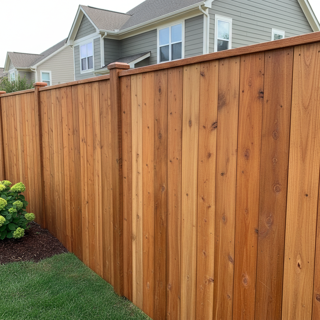 Natural cedar wood fence in Williamsburg, VA